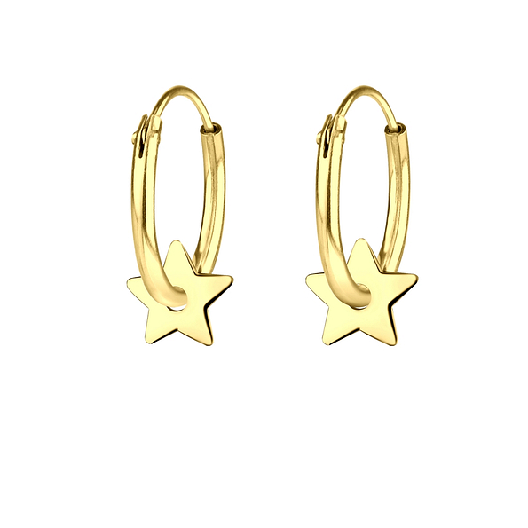 Silver Star Hoop Earrings - 8655