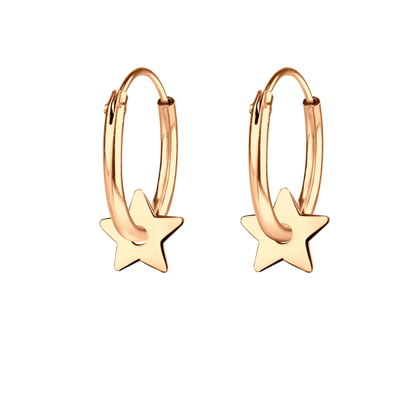 Silver Star Hoop Earrings - 8801