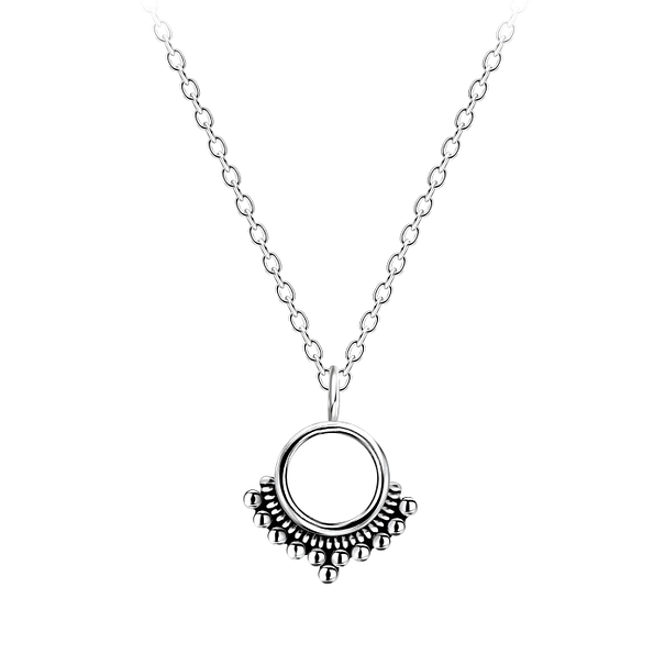 Silver Ethnic Necklace - 8645