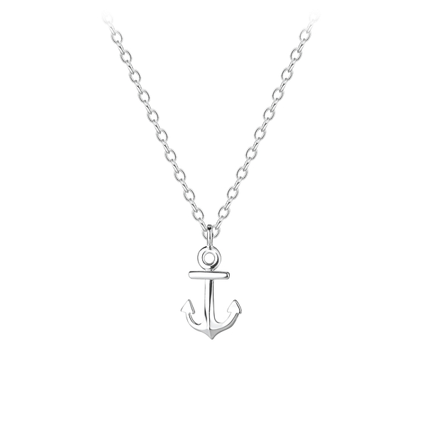 Silver Anchor Necklace - 8588