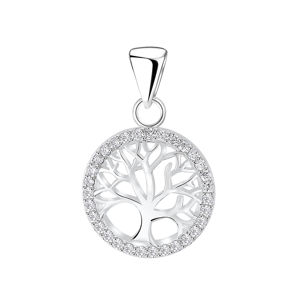 Silver Tree Of Life Cubic Zirconia Pendant - 3038