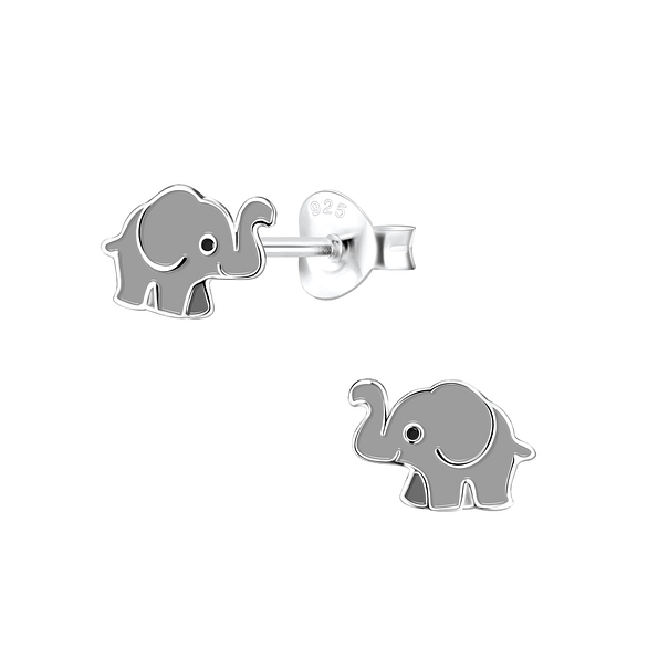 Silver Elephant Stud Earrings - 7520