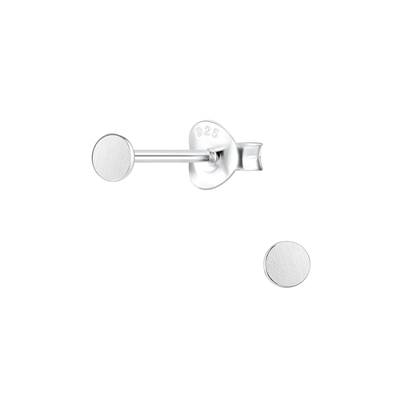 Silver Round Stud Earrings - 7458
