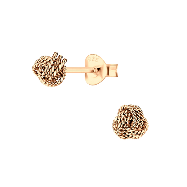 5mm Silver Knot Stud Earrings - 4882