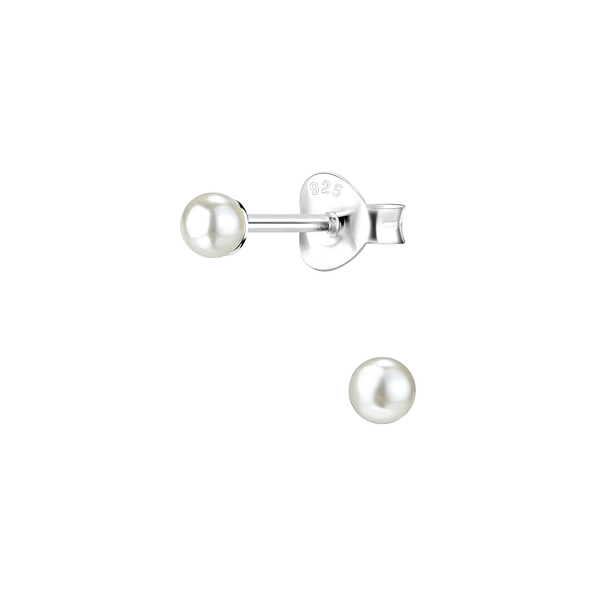 3mm Pearl Silver Stud Earrings - 7404 3mm Pearl Silver Stud Earrings - 7404
