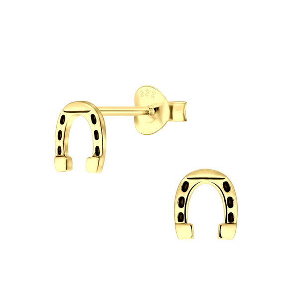 Silver Horseshoe Stud Earrings - 5405