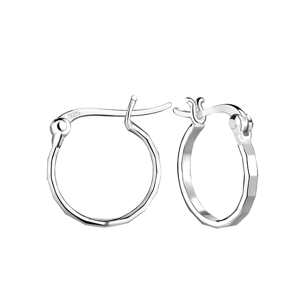 14mm Silver French Hoop Earrings - 8462