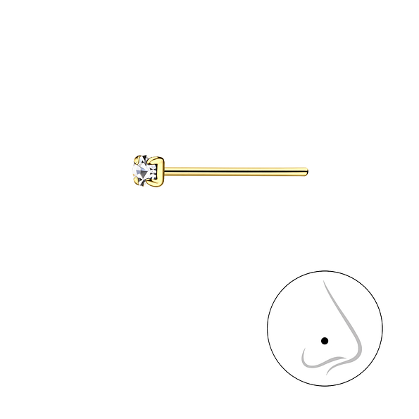 2mm Round Crystal Silver Nose Stud - 8675