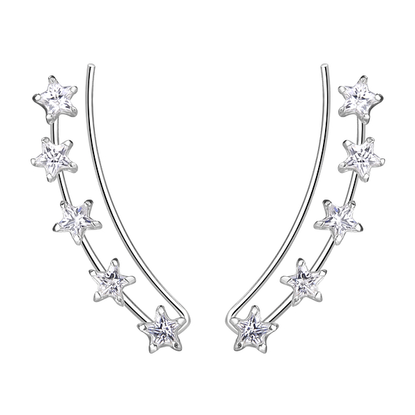4mm Star Cubic Silver Zirconia Ear Climbers - 23198