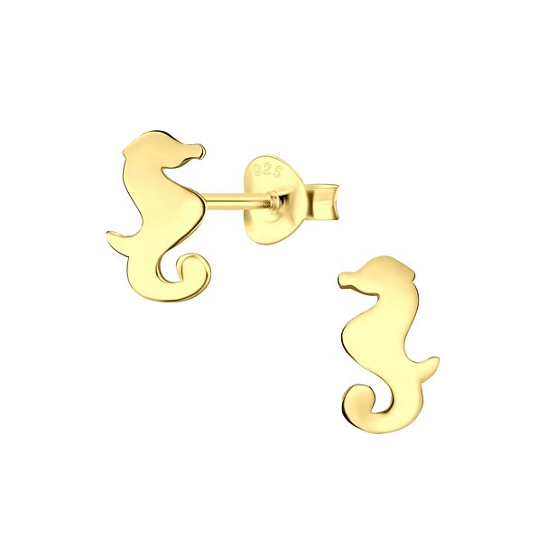 Silver Seahorse Stud Earrings - 8744