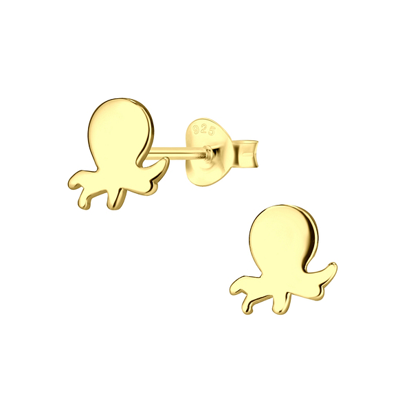 Silver Octopus Stud Earrings - 8743