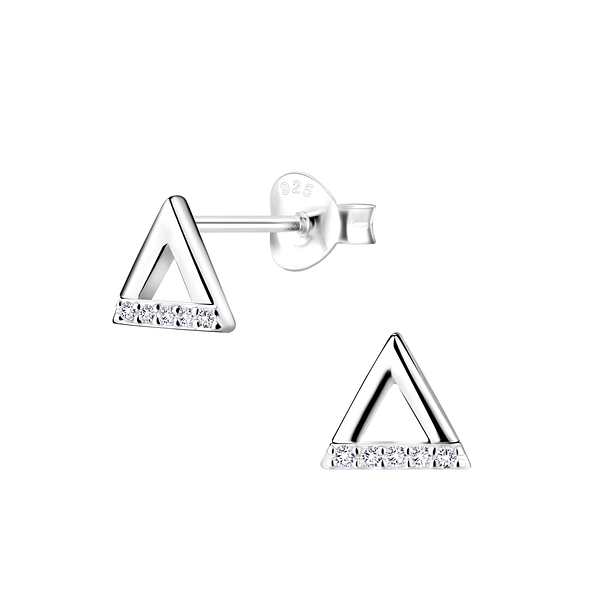 Silver Triangle Stud Earrings - 8720