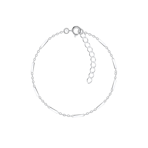 18cm Silver Cable Bar Bracelet With Extension - 8754