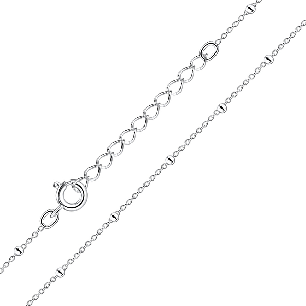 35cm Silver Satellite Choker Necklace With Extension - 8763