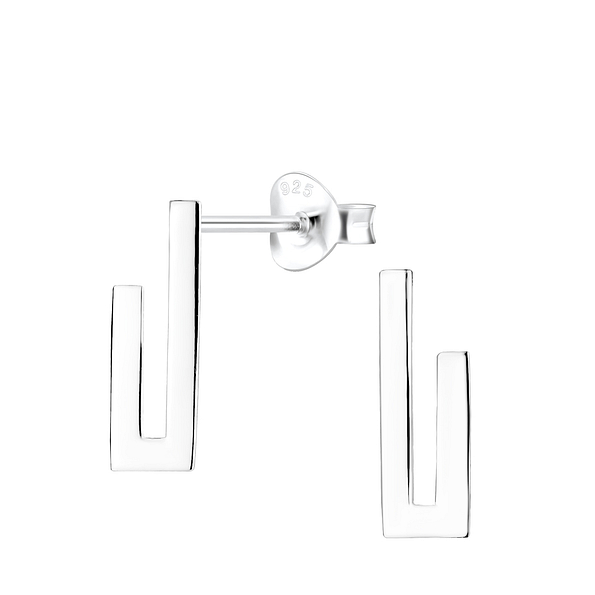 Silver Geometric Stud Earrings - 4986