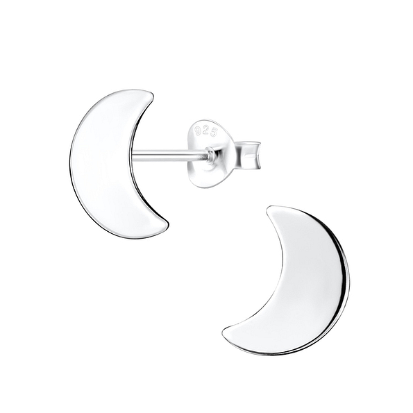 Silver Moon Stud Earrings - 4915