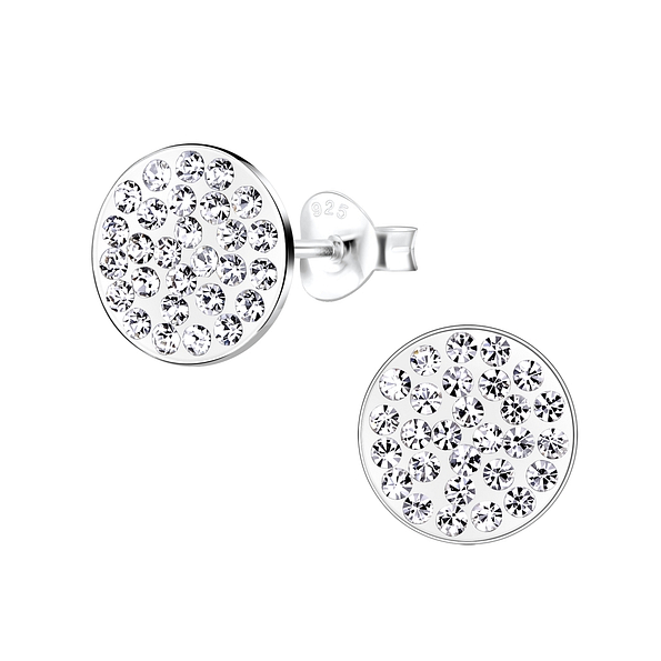 Silver Round Stud Earrings - 8903