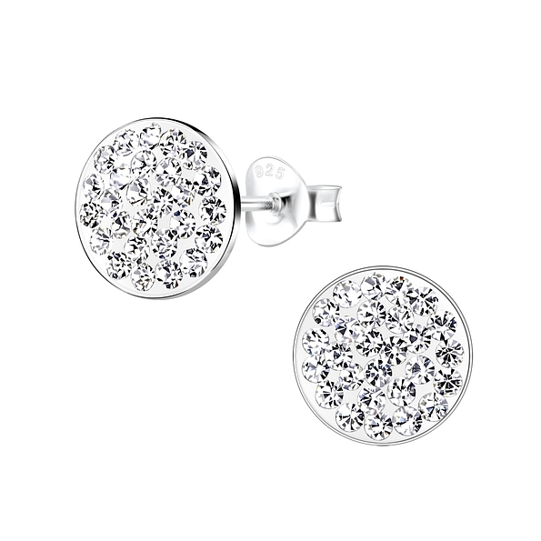 Silver Round Stud Earrings - 8902