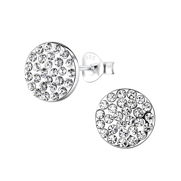 Silver Round Stud Earrings - 8904