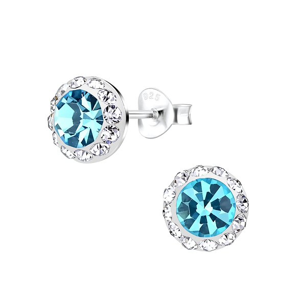 Silver Round Stud Earrings - 8896