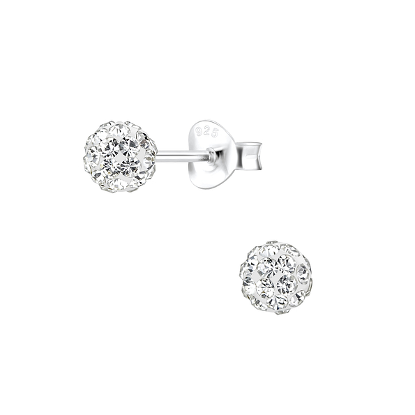 4.5mm Crystal Ball Silver Stud Earrings - 8899