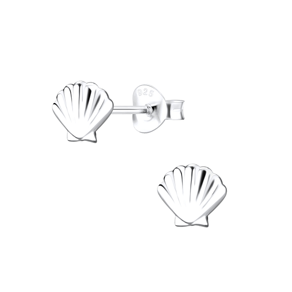Silver Shell Stud Earrings - 8807