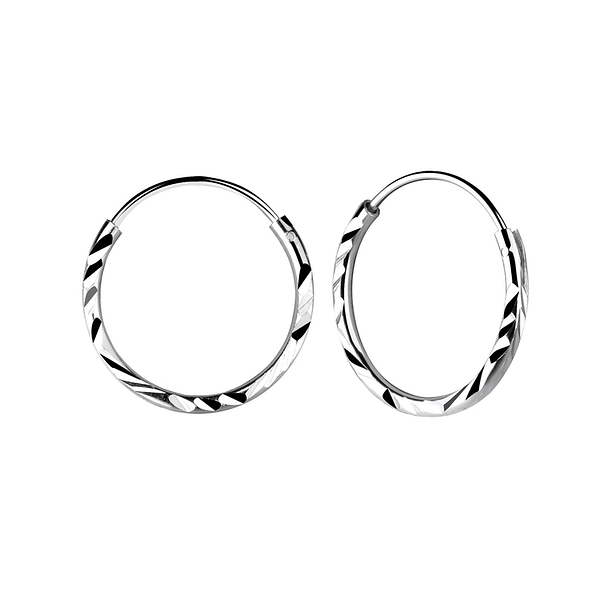 16mm Silver Diamond Cut Hoops - 10687