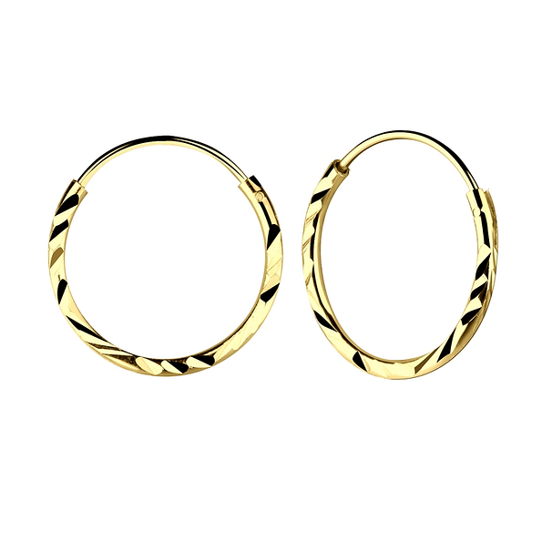 18mm Silver Diamond Cut Hoop Earrings - 9383