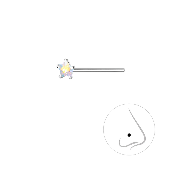 3mm Star Cubic Zirconia Silver Nose Stud - 8833