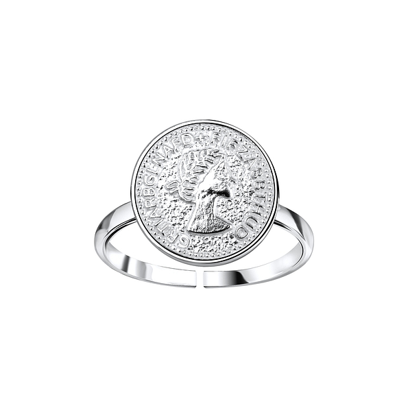 Silver Coin Open Ring - 8936