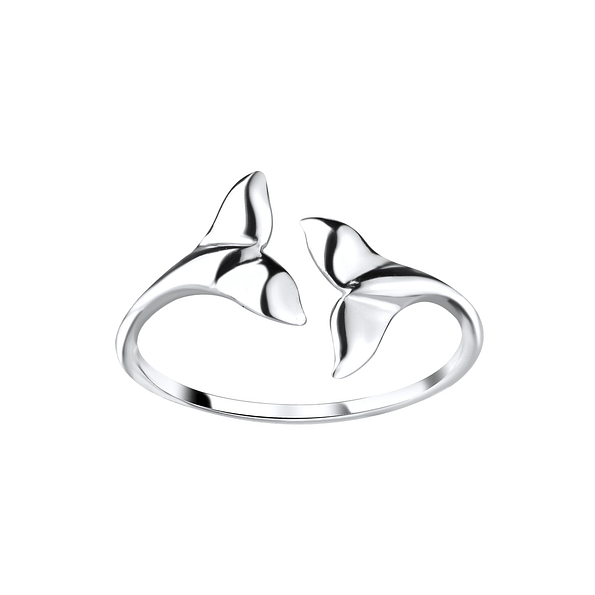Silver Whale Tail Open Ring - 8909