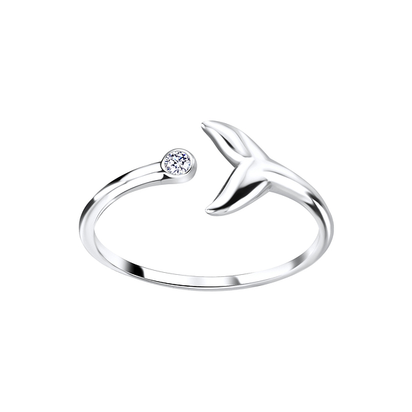 Silver Whale Tail Open Ring - 8910