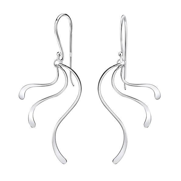 Silver Wave Earrings - 8529