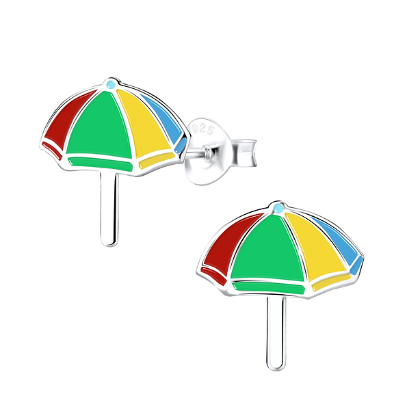 Silver Umbrella Stud Earrings - 9000