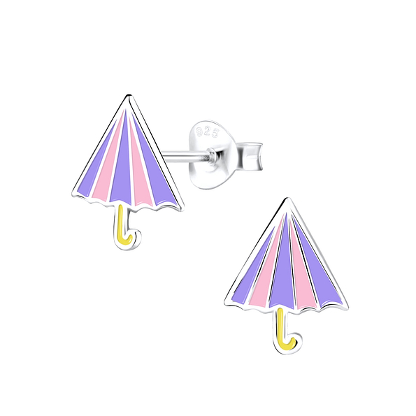 Silver Umbrella Stud Earrings - 9006