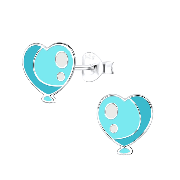 Silver Heart Stud Earrings - 9012