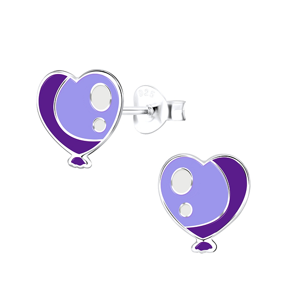 Silver Heart Stud Earrings - 9011