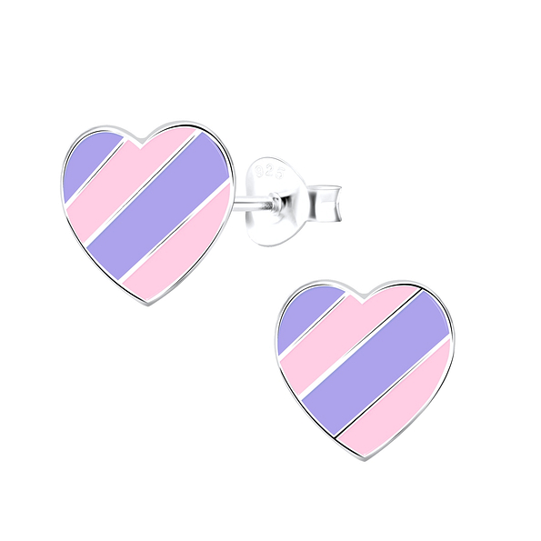 Silver Heart Stud Earrings - 9015