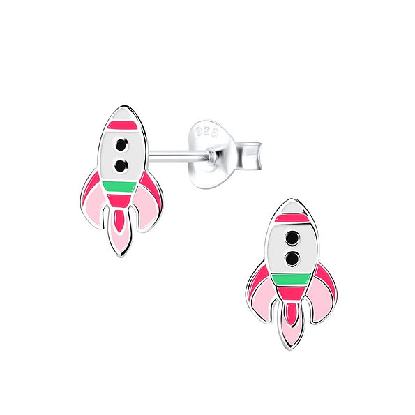 Silver Rocket Stud Earrings - 9018