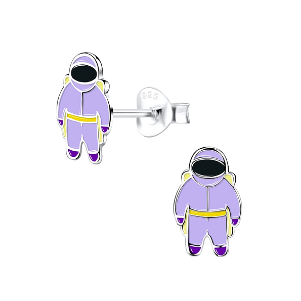 Silver Astronaut Stud Earrings - 9019