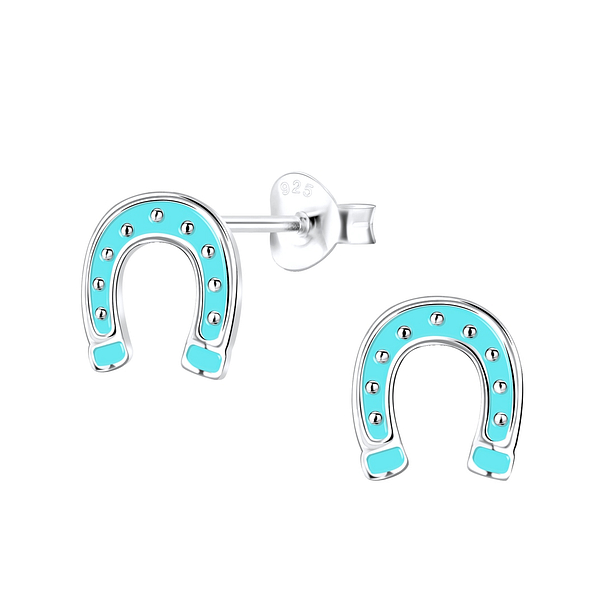 Silver Horseshoe Stud Earrings - 9026
