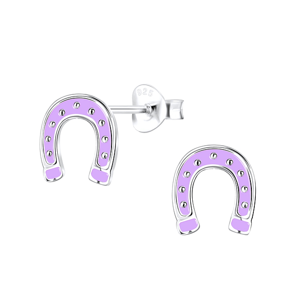 Silver Horseshoe Stud Earrings - 9027