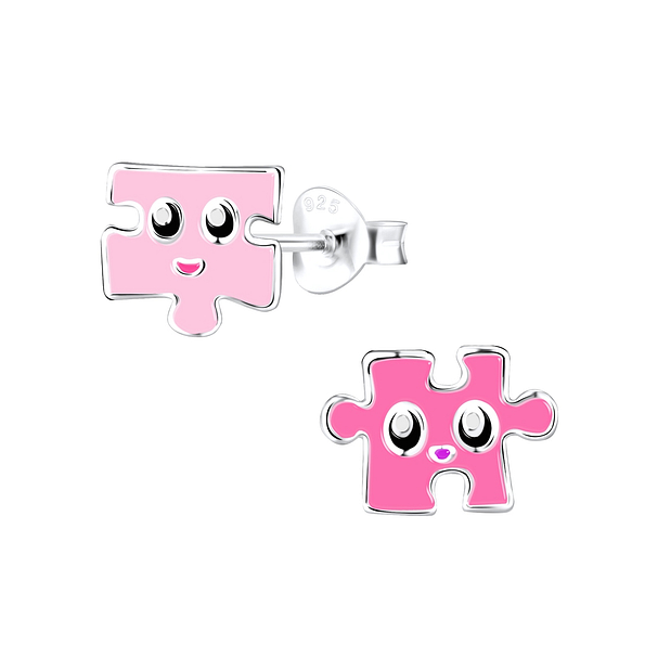 Silver Puzzle Stud Earrings - 9030