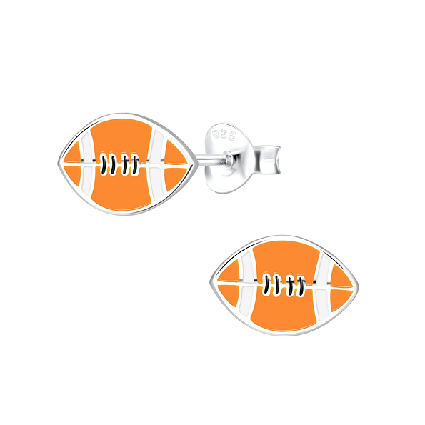 Silver American Football Stud Earrings - 9064