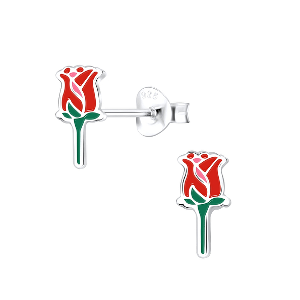 Silver Rose Stud Earrings - 9086 Silver Rose Stud Earrings - 9086