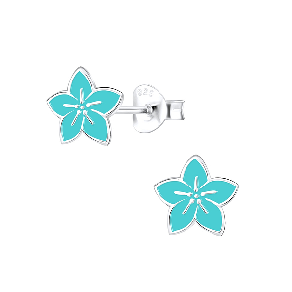 Silver Flower Stud Earrings - 9090