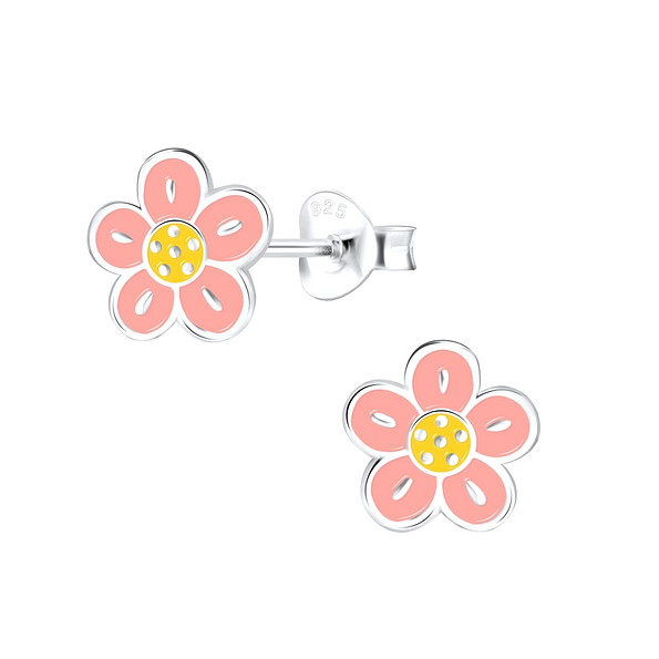 Silver Flower Stud Earrings - 9094