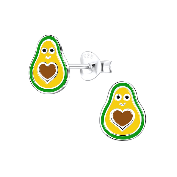 Silver Avocado Stud Earrings - 9106 Silver Avocado Stud Earrings - 9106