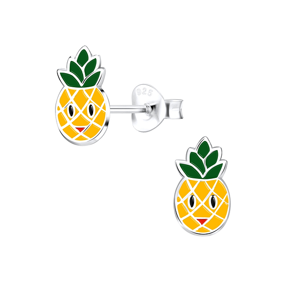 Silver Pineapple Stud Earrings - 9103