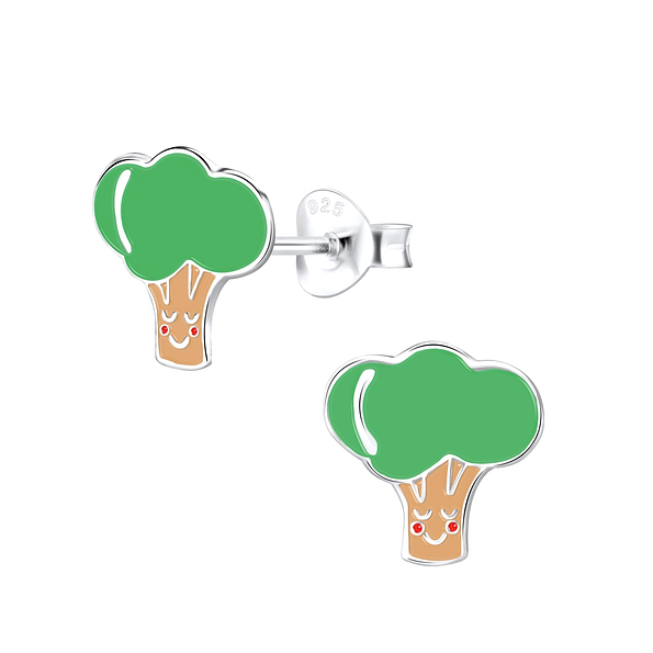 Silver Tree Stud Earrings - 9104